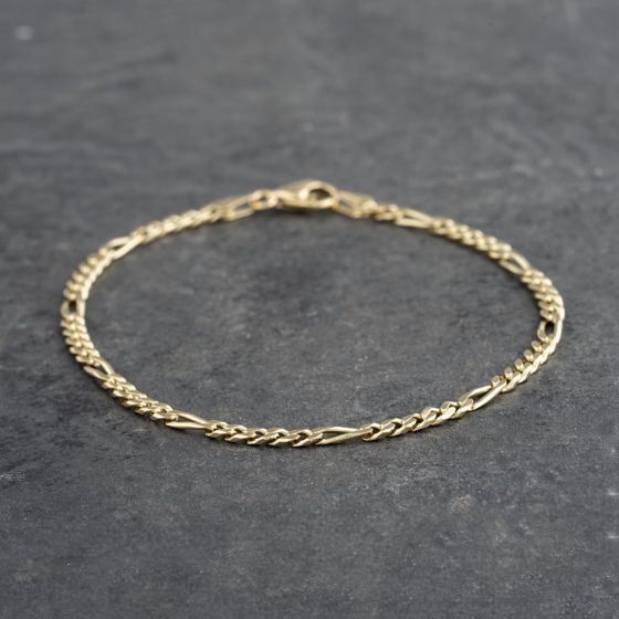 Second Hand 18ct Yellow Gold 9 Inch Figaro Chain Bracelet 41081185