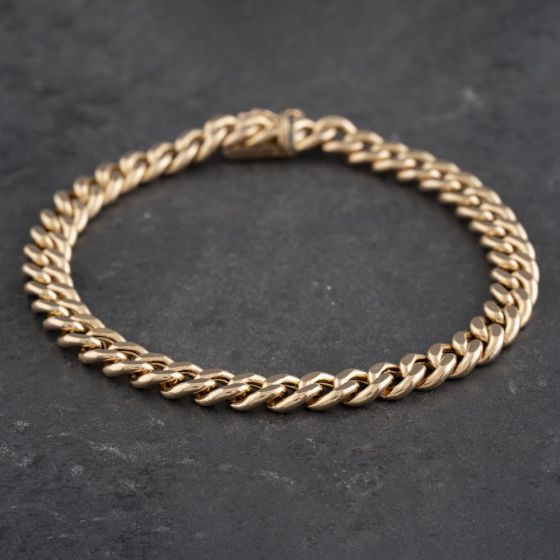 Second Hand 9ct Yellow Gold Close 8.5 Inch Curb Chain Bracelet 41081205