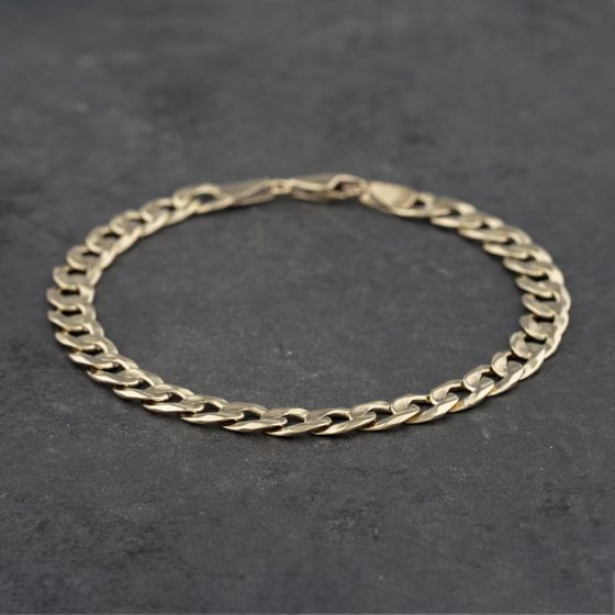Second Hand 9ct Yellow Gold 8.5 Inch Curb Chain Bracelet 41081219