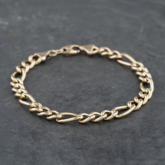 Second Hand 9ct Yellow Gold 9 Inch Figaro Chain Bracelet 41081234