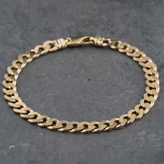 Second Hand 9ct Yellow Gold 9 Inch Curb Chain Bracelet 41081238