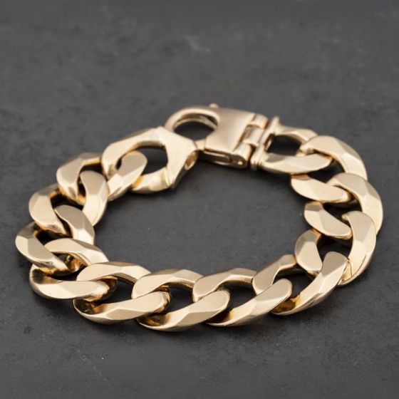 Second Hand 9ct Yellow Gold Heavy 9 Inch Curb Chain Bracelet 41081244