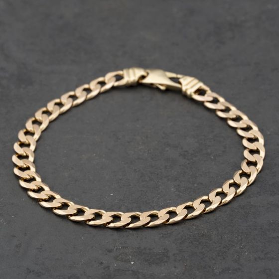 Second Hand 9ct Yellow Gold 8.5 Inch Curb Chain Bracelet 41081247
