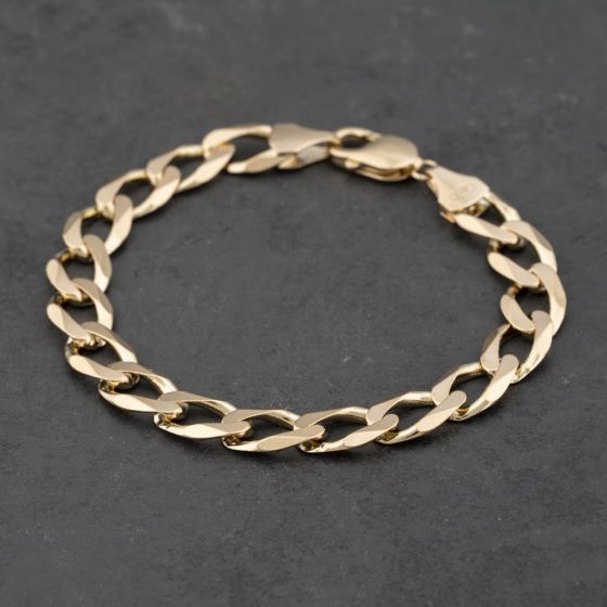 Second Hand 9ct Yellow Gold Heavy 8 Inch Curb Chain Bracelet 41081254