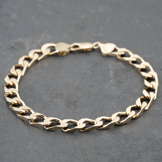 Second Hand 9ct Yellow Gold 8 Inch Curb Chain Bracelet 41081256