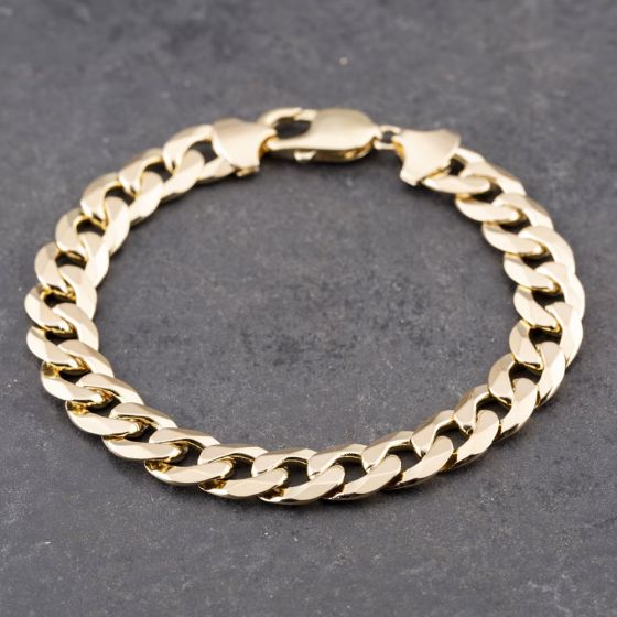 Second Hand 9ct Yellow Gold Heavy 8.5 Inch Curb Chain Bracelet 41081273