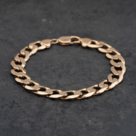 Second Hand 9ct Yellow Gold Heavy 8.5 Inch Curb Chain Bracelet 41081274