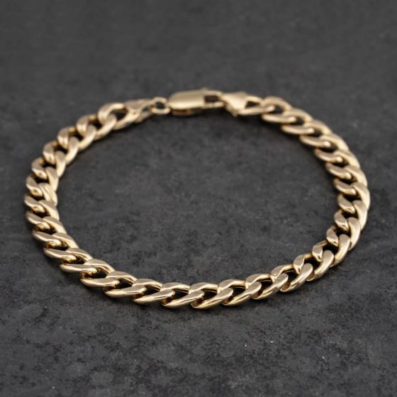 Second Hand 9ct Yellow Gold 8 Inch Curb Chain Bracelet 41081276