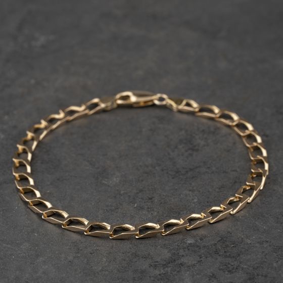 Second Hand Vintage Yellow Gold 8.5 Inch Curb Chain Bracelet 41081277