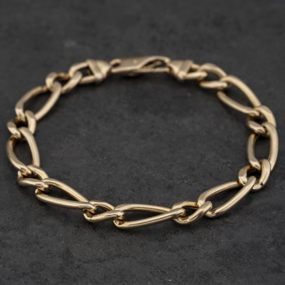 Second Hand 9ct Yellow Gold 8 Inch Figaro Chain Bracelet 41081279