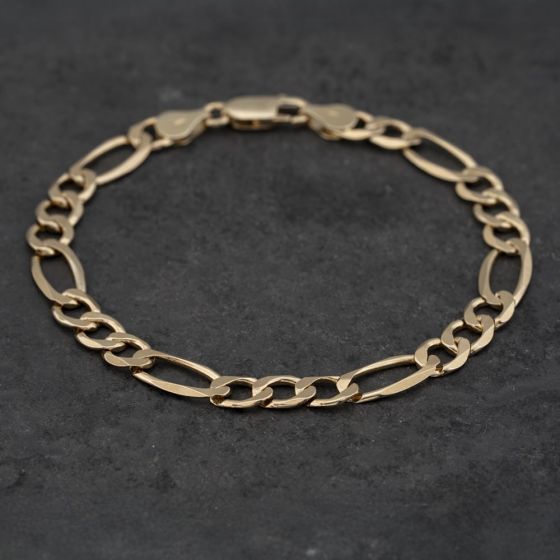 Second Hand 9ct Yellow Gold 8.5 Inch Figaro Chain Bracelet 41081280