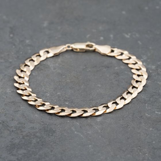 Second Hand 9ct Yellow Gold 8 Inch Curb Chain Bracelet 41081289