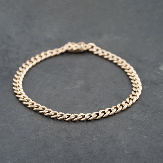 Second Hand 9ct Yellow Gold 8 Inch Curb Chain Bracelet 41081290