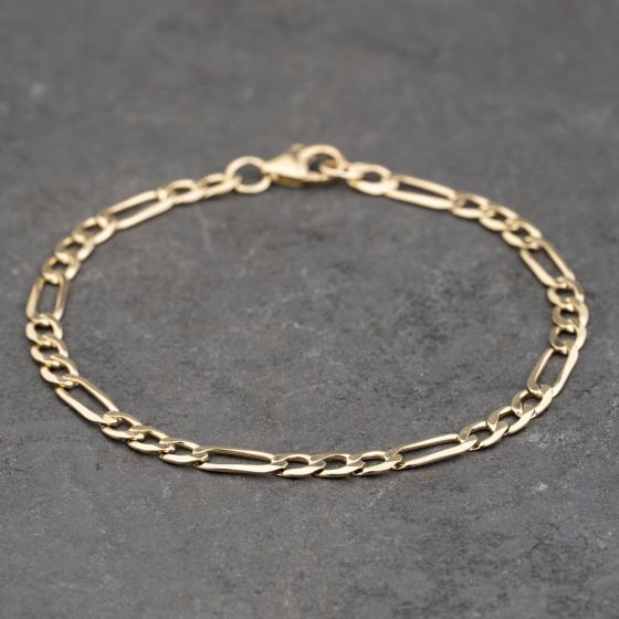 Second Hand 9ct Yellow Gold 8.5 Inch Figaro Chain Bracelet 41081299
