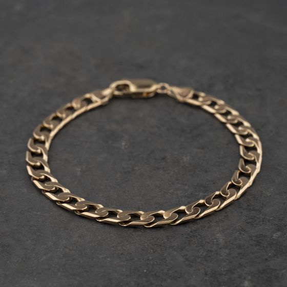 Second Hand 9ct Yellow Gold 8 Inch Curb Chain Bracelet 41081303