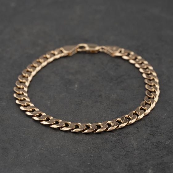 Second Hand 9ct Yellow Gold 8 Inch Curb Chain Bracelet 41081304