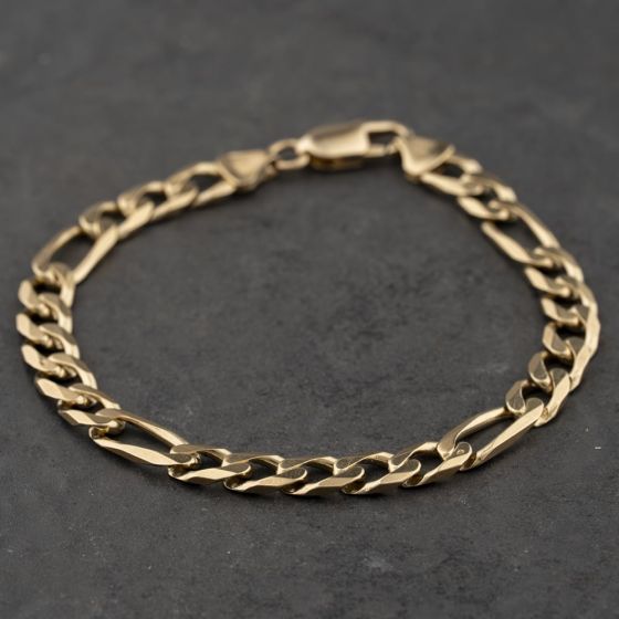 Second Hand 9ct Yellow Gold 8.5 Inch Figaro Chain Bracelet 41081315