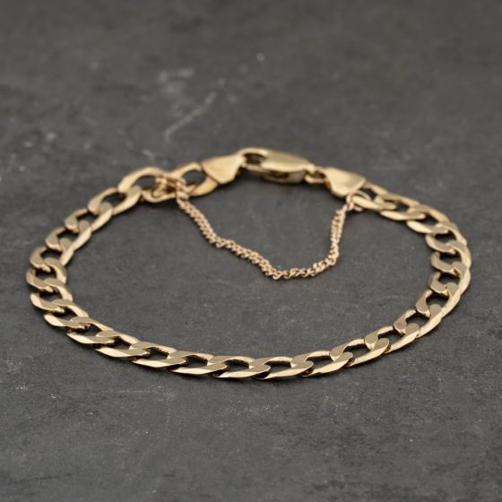 Second Hand 9ct Yellow Gold 8 Inch Curb Chain Bracelet 41081319