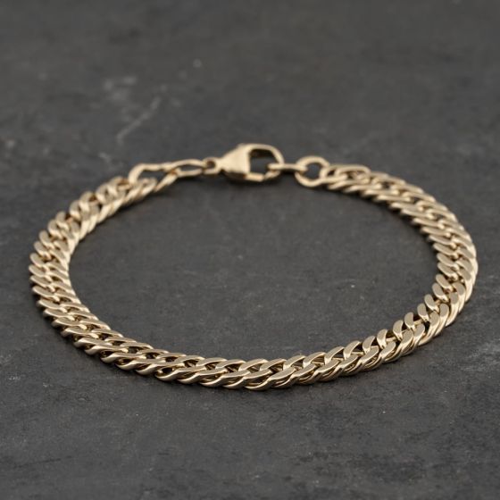 Second Hand 9ct Yellow Gold Double Link 8 Inch Curb Chain Bracelet 41081320