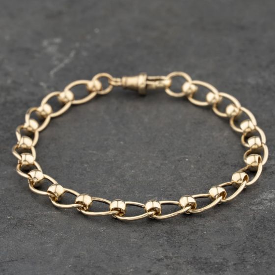 Second Hand 9ct Yellow Gold Roller Ball 8 Inch Chain Bracelet 41081322