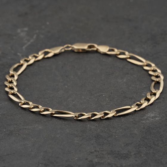 Second Hand 9ct Yellow Gold 8.5 Inch Figaro Chain Bracelet 41081323