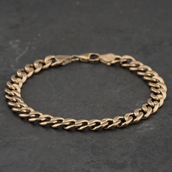 Second Hand 9ct Yellow Gold 8.5 Inch Curb Chain Bracelet 41081324