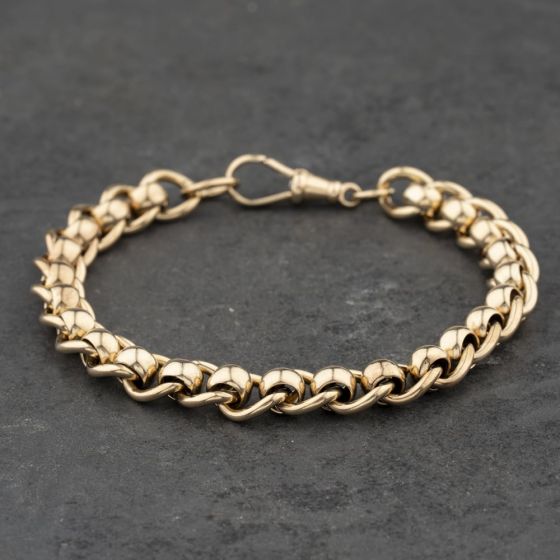 Second Hand 9ct Yellow Gold Roller Ball 7.5 Inch Chain Bracelet 41081325
