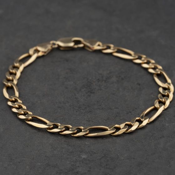 Second Hand 9ct Yellow Gold 9 Inch Figaro Chain Bracelet 41081333