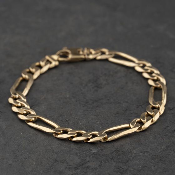 Second Hand 9ct Yellow Gold 8 Inch Figaro Chain Bracelet 41081341