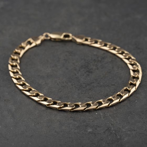 Second Hand 9ct Yellow Gold 7.5 Inch Curb Chain Bracelet 41081345
