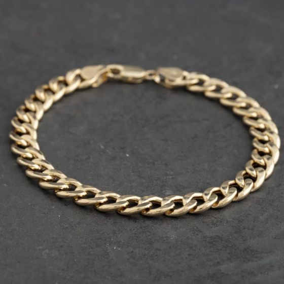 Second Hand 9ct Yellow Gold 8 Inch Curb Chain Bracelet 41081350