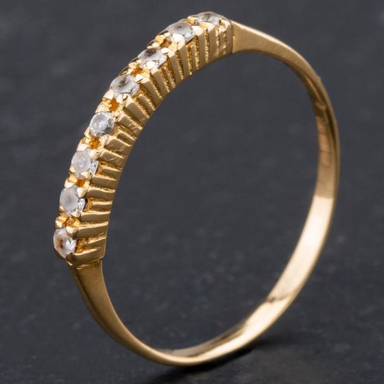 Second Hand 18ct Yellow Gold Cubic Zirconia 8 Stone Set Half Eternity Ring 4109462