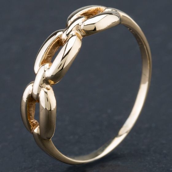 Second Hand 9ct Yellow Gold Chain Link Design Dress Ring 4109832