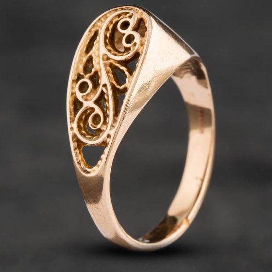 Second Hand 14ct Rose Gold Filigree Ring 4109941