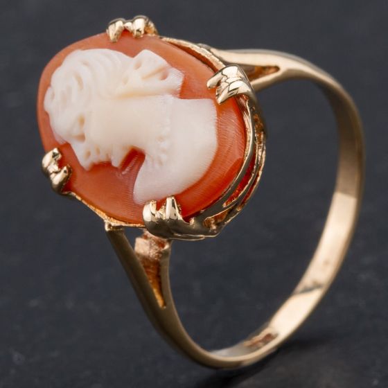 Second Hand 9ct Yellow Gold Oval Cameo Dress Ring 4110029