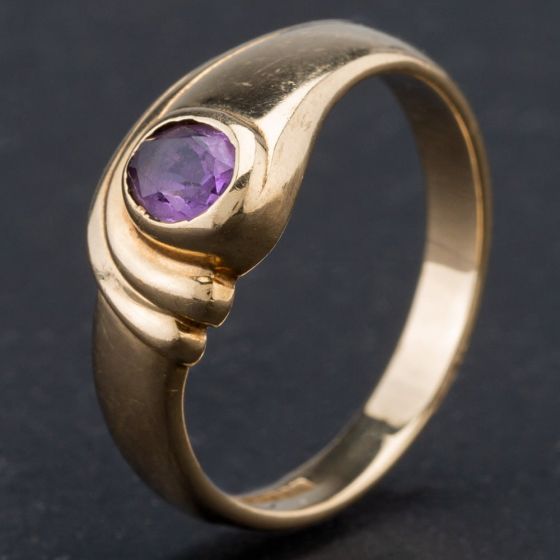 Second Hand 9ct Yellow Gold Oval Amethyst Fancy Dress Ring 4110077