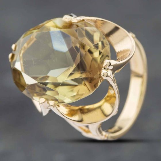 Second Hand Vintage Yellow Gold Smokey Quartz Dress Ring 41101018