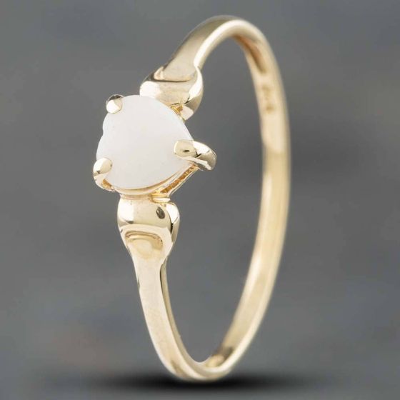 Second Hand 9ct Yellow Gold Opal Heart Dress Ring 41101043