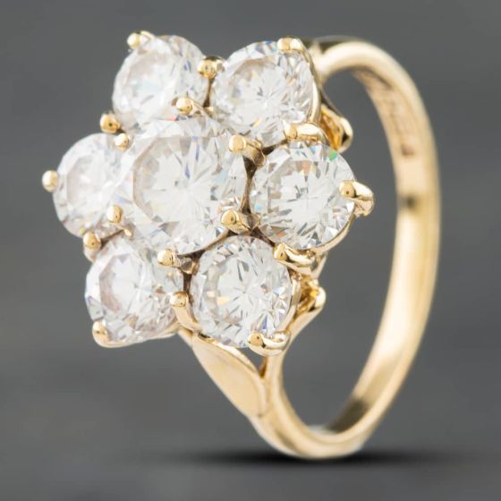 Second Hand 9ct Yellow Gold Cubic Zirconia Cluster Ring 41101102