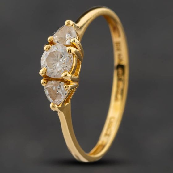 Second Hand 18ct Yellow Gold Cubic Zirconia Three Stone Ring 41101316