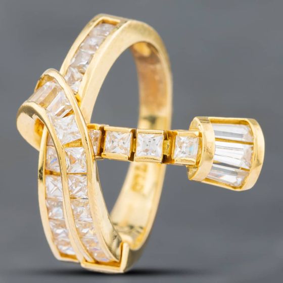 Second Hand 18ct Yellow Gold Cubic Zirconia Tassel Dress Ring 41101890