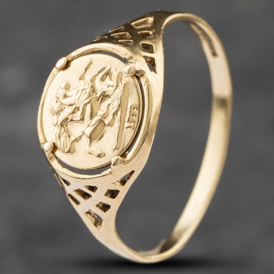 Second Hand 9ct Yellow Gold St George Signet Ring 41101899