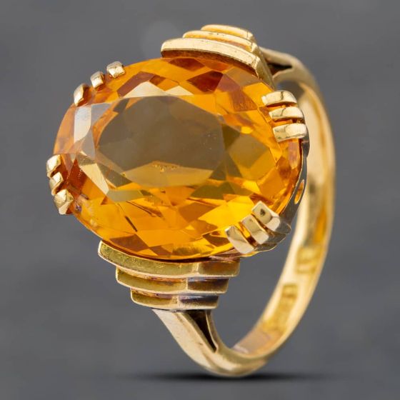Second Hand 18ct Yellow Gold Oval Cut Citrine Dress Ring 41102031