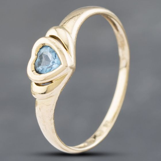 Second Hand 9ct Yellow Gold Blue Topaz Heart Dress Ring 41102332