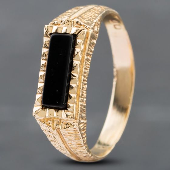 Second Hand 9ct Yellow Gold Onyx Signet Ring 41102378