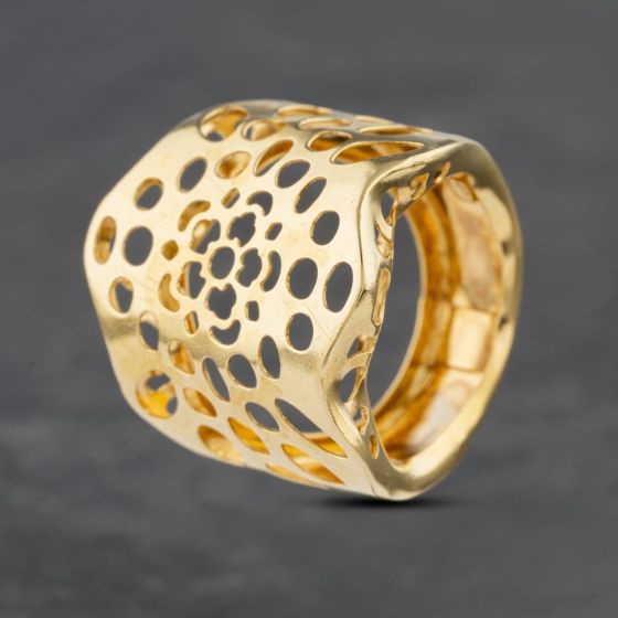 Second Hand 18ct Yellow Gold Openwork Flower Design Ring 41102390