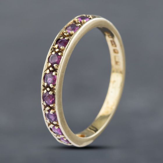 Second Hand 9ct Yellow Gold Ruby Half Eternity Ring 41102647
