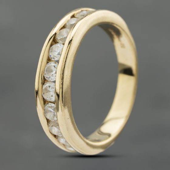 Second Hand 9ct Yellow Gold Cubic Zirconia Channel Set Half Eternity Ring 41102723
