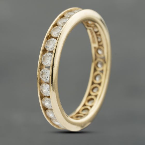 Second Hand 14ct Yellow Gold Cubic Zirconia Channel Set Eternity Ring 41102724