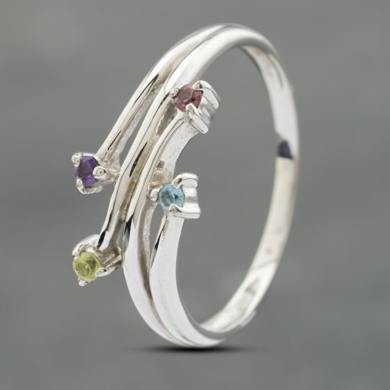 Second Hand 9ct White Gold Amethyst Spray Dress Ring 41102757